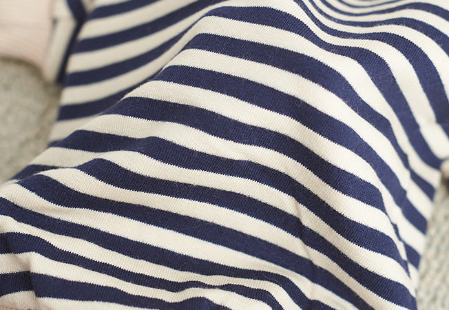 Dog T Shirt in Stripe Pattern - Nordic Blue and Ivory (With Hoodie / No Hoodie)