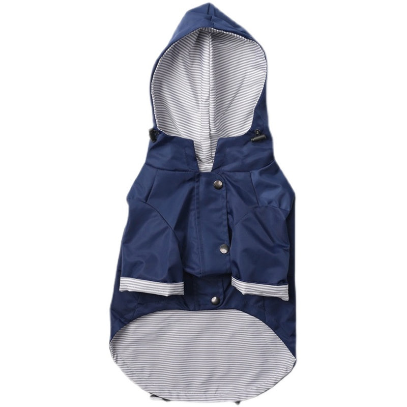 Blue Dog Raincoat with Inner Stripe cotton lining