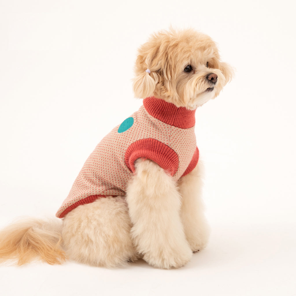 Korean Design knitted Dog / Cat Jumper - Coral Pink / Sunflower Yellow