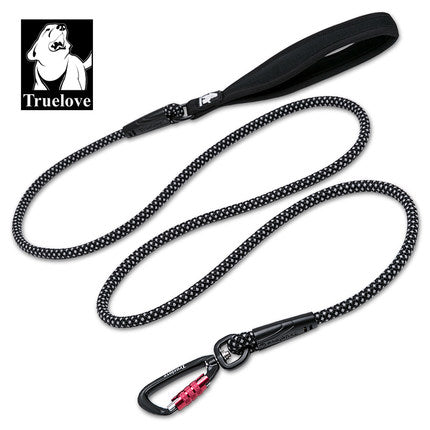 True Love - 3M Reflective Dog Lead with D-Ring Carabiner Clip hook in Neon Green / Black Silver