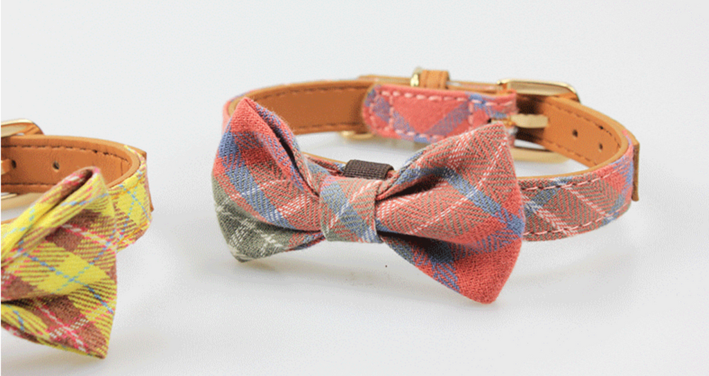 Japanese Puppy Tie Dog collar with Removable Bow Tie, Neckerchief and Matching Lead - Baby Pink