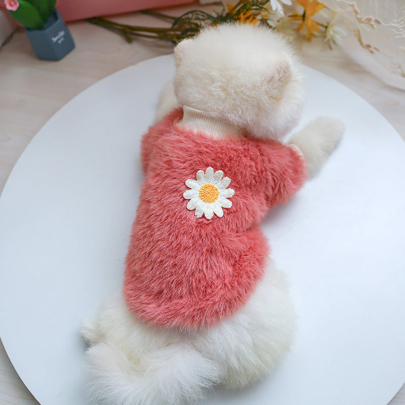 Sunflower Fleece Dog Jumper (Pink)