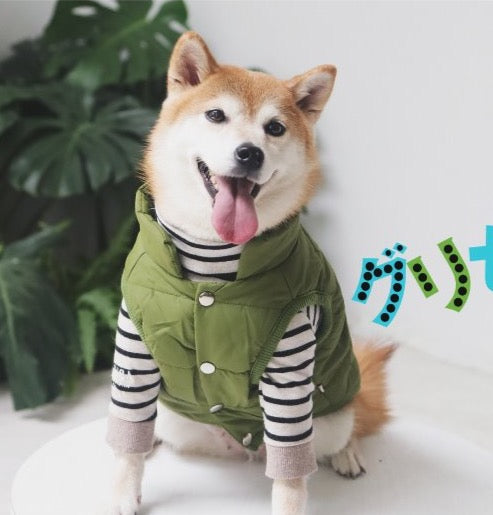 Dog Gilet Beachholic Puffer Jacket with Inner Fleece - Green / Grey