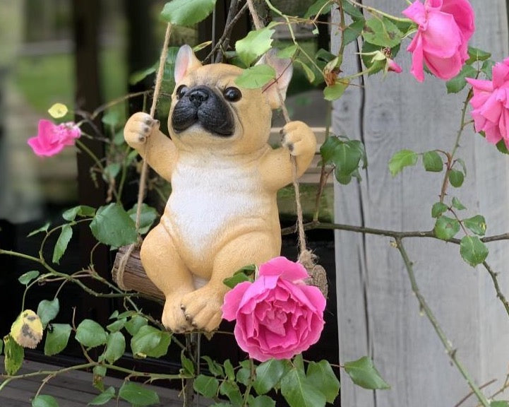 French Bulldog on a Swing - Tree Hanging Decoration